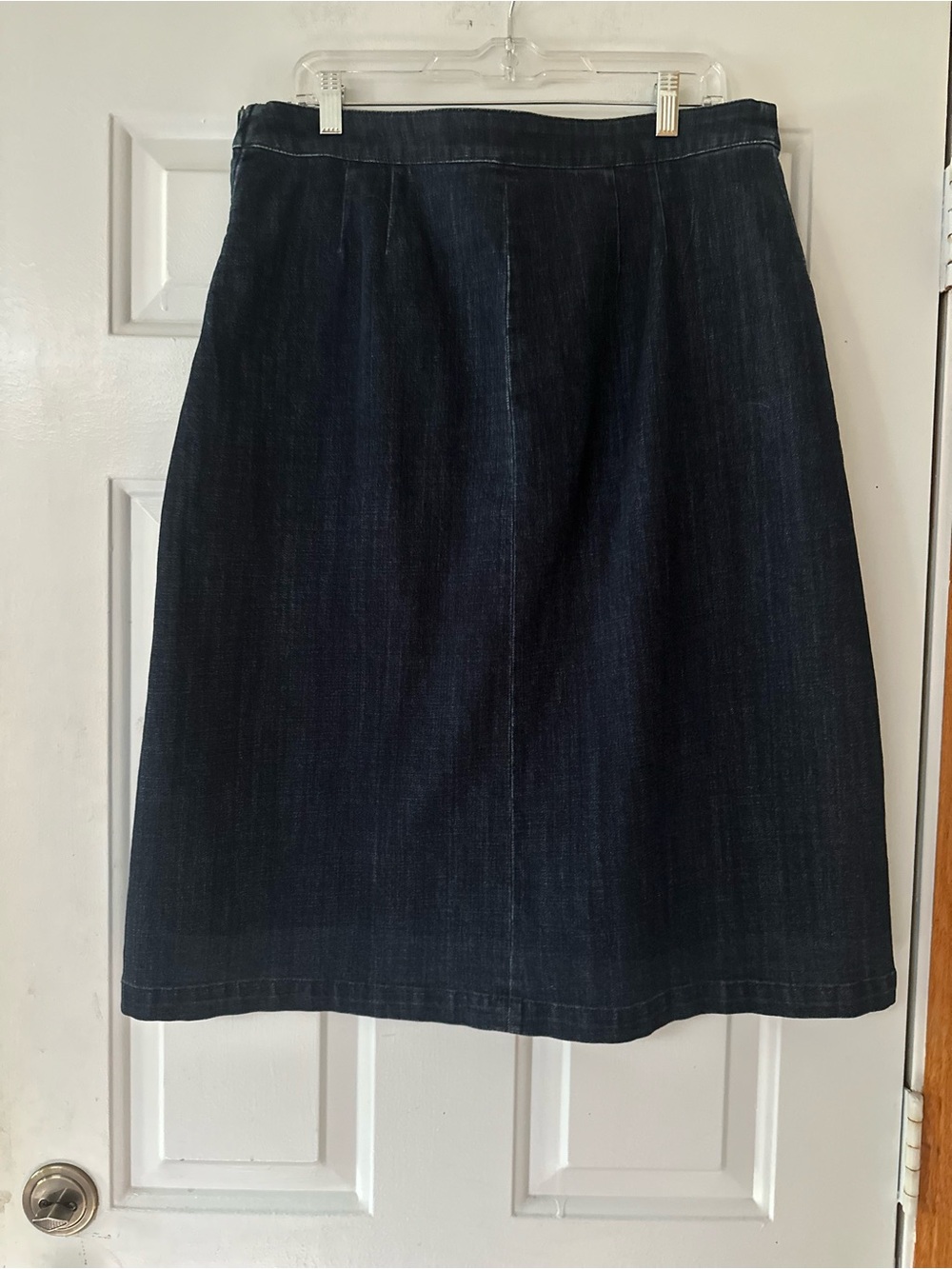 Talbots Button Front Dark Wash Denim Skirt A Line Midi Size 14 - Picture 9 of 12